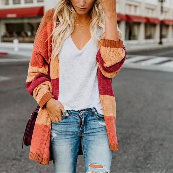 GRACEY’S / Color Block Oversized Pullover Cardigan - Picture 5 of 7